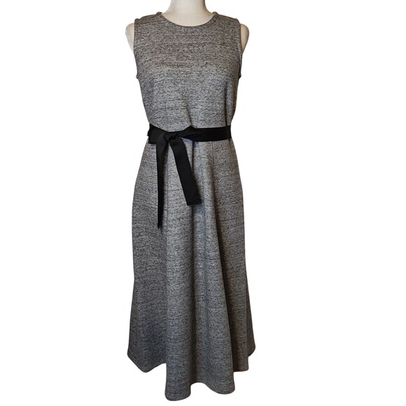 J.Crew Dress Womens 6 Heather Gray Sleeveless Midi A-Line Knit Belted Back Zip - Picture 1 of 14